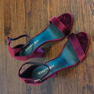 Madden Girl velvet burgundy 3in heels size 8